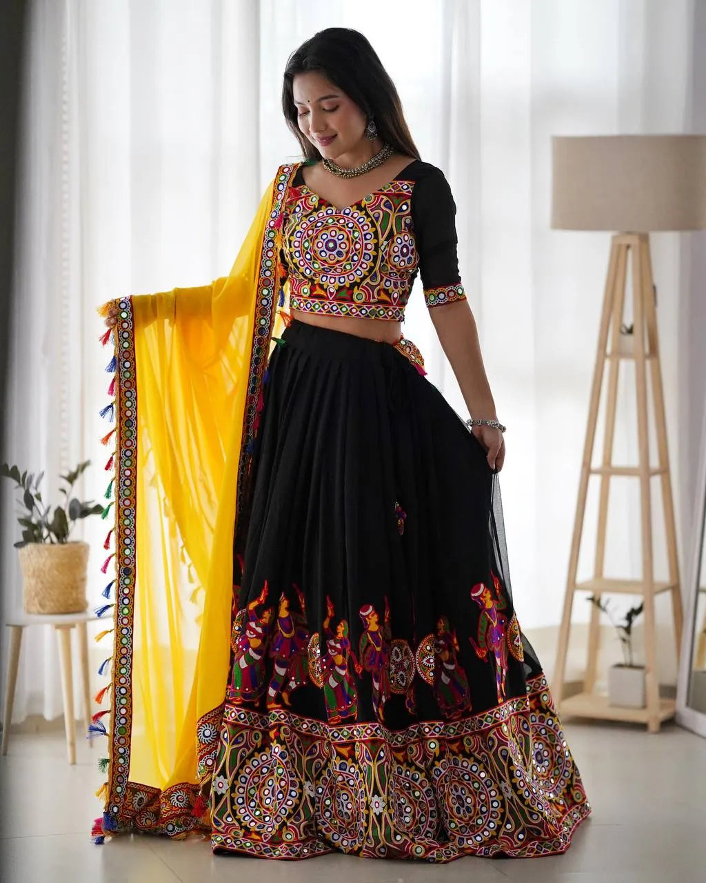 Designer Black Navratri Lehenga Choli – Fox Georgette Elegance with Stunning Embroidery!