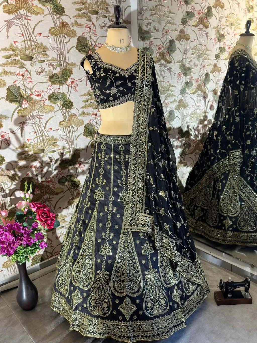 Black Lehenga Choli – Premium Jalpari Silk with Embroidery Sequence