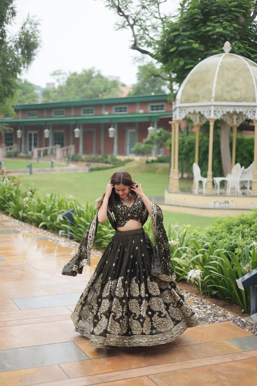 🖤 Black Rangoli Silk Lehenga Choli 🖤