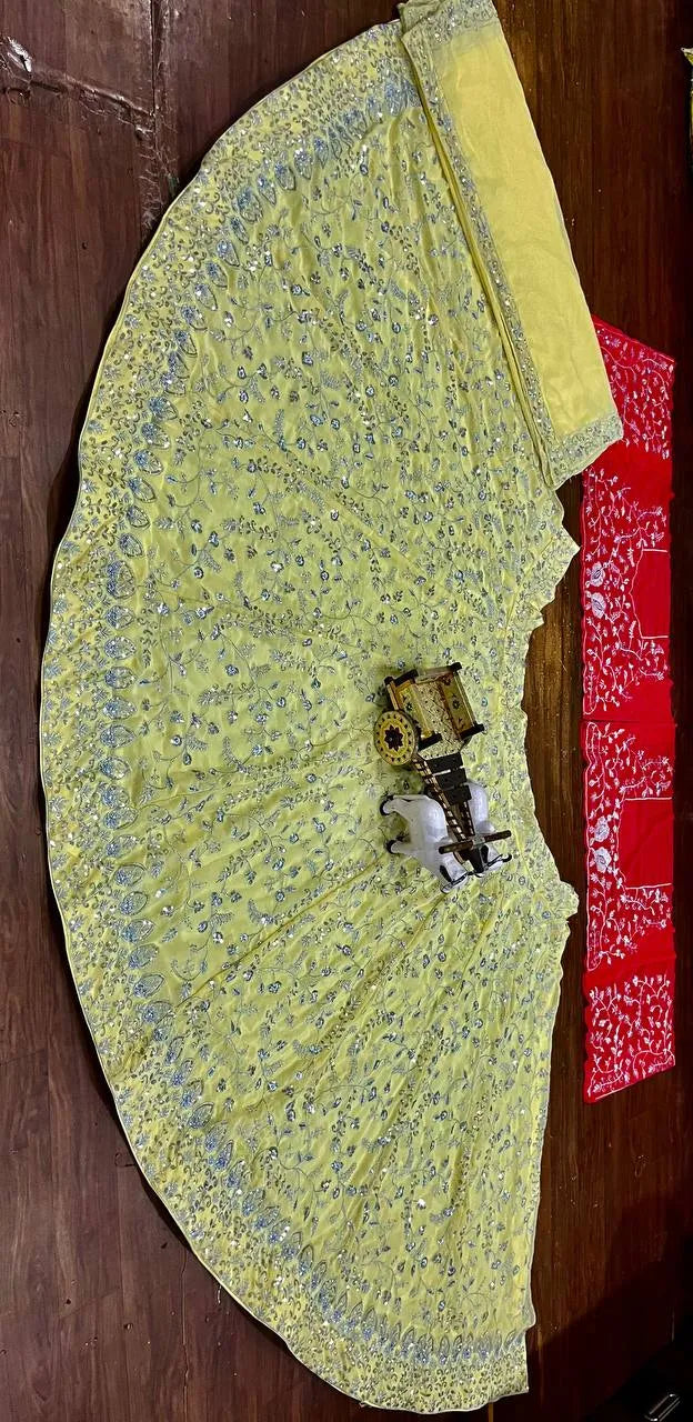 Exquisite Lehenga Choli with Sequins & Pearl Embroidery