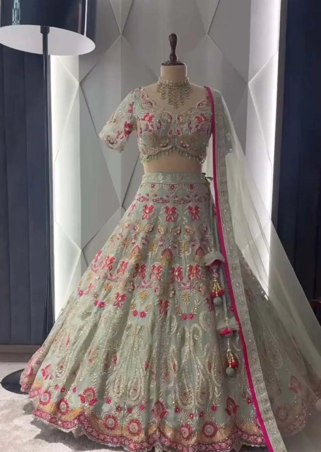 Party Wear Lehenga Choli – Faux Georgette with Real Mirror & Sequins Embroidery Work
