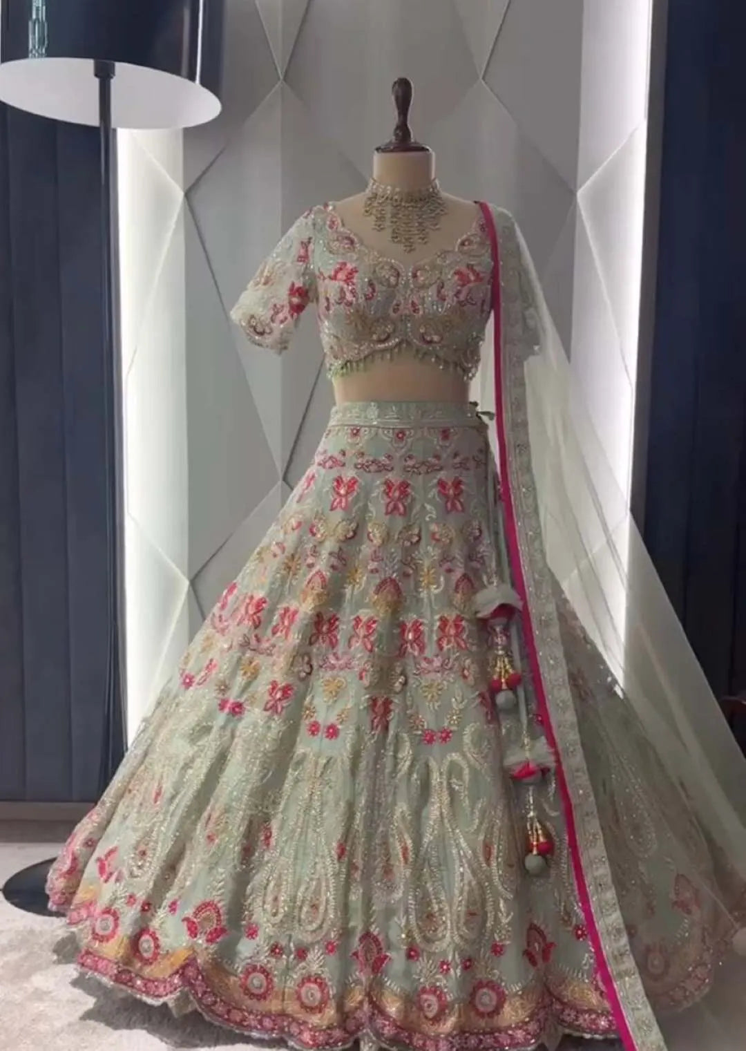 Party Wear Lehenga Choli – Faux Georgette with Real Mirror & Sequins Embroidery Work