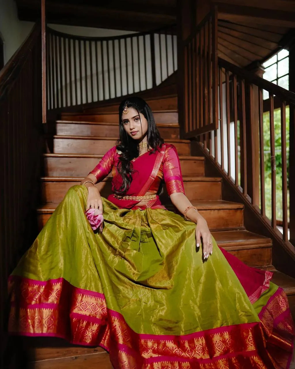 Exclusive South-Style Kanchipuram Silk Lehenga with Zari Weaving – Latest Ethnic Masterpiece