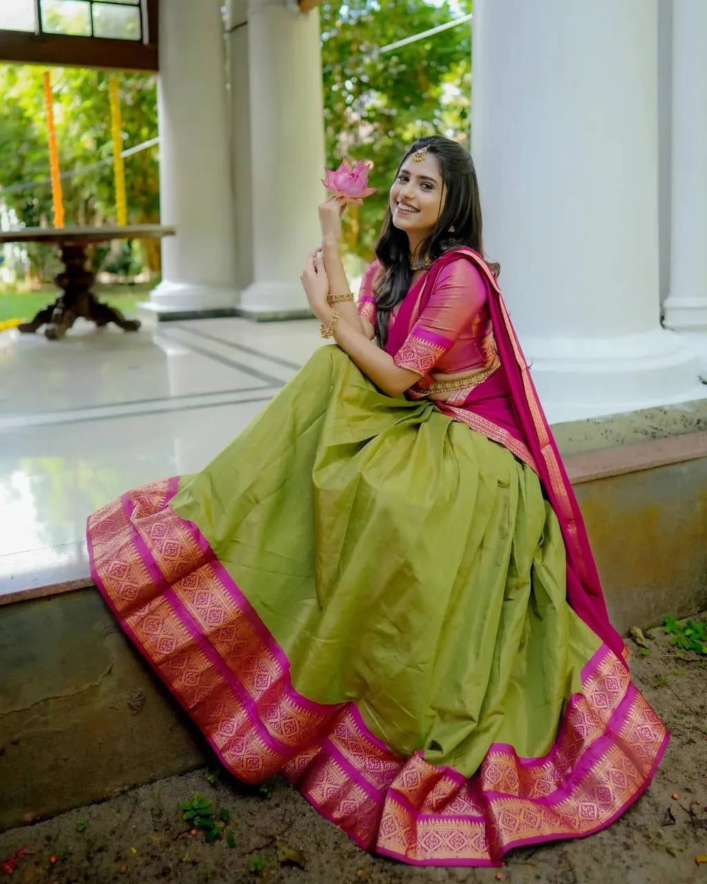 Exclusive South-Style Kanchipuram Silk Lehenga with Zari Weaving – Latest Ethnic Masterpiece