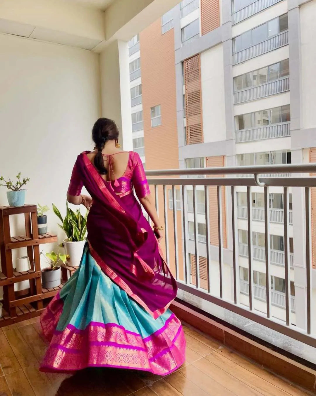 South-Style Kanchipuram Silk Lehenga with Zari Weaving – Elegant New Collection