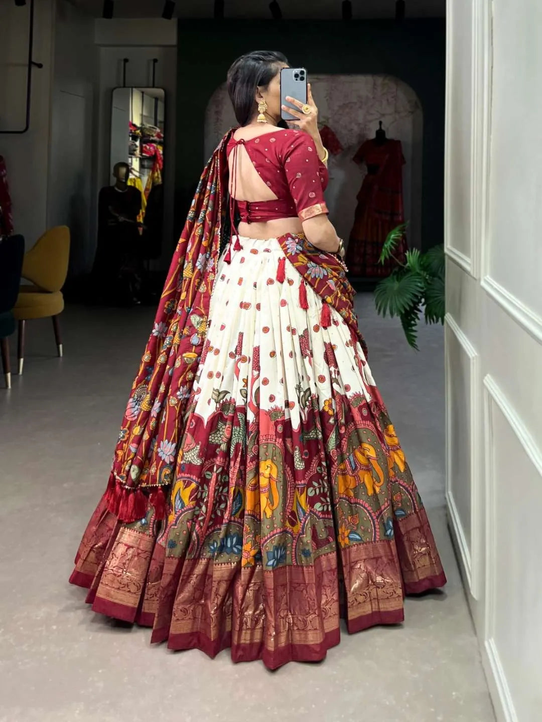 Stunning Kalamkari Print Lehenga Choli with Foil Work