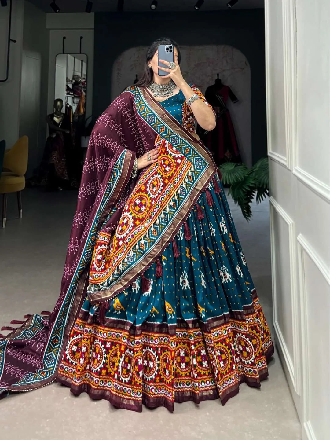 Vibrant Navratri Chaniya Choli with Patola Print